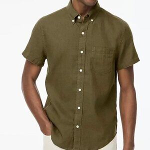 J. Crew Men’s Short Sleeve Linen Blend Shirt Green Size XL NWOT